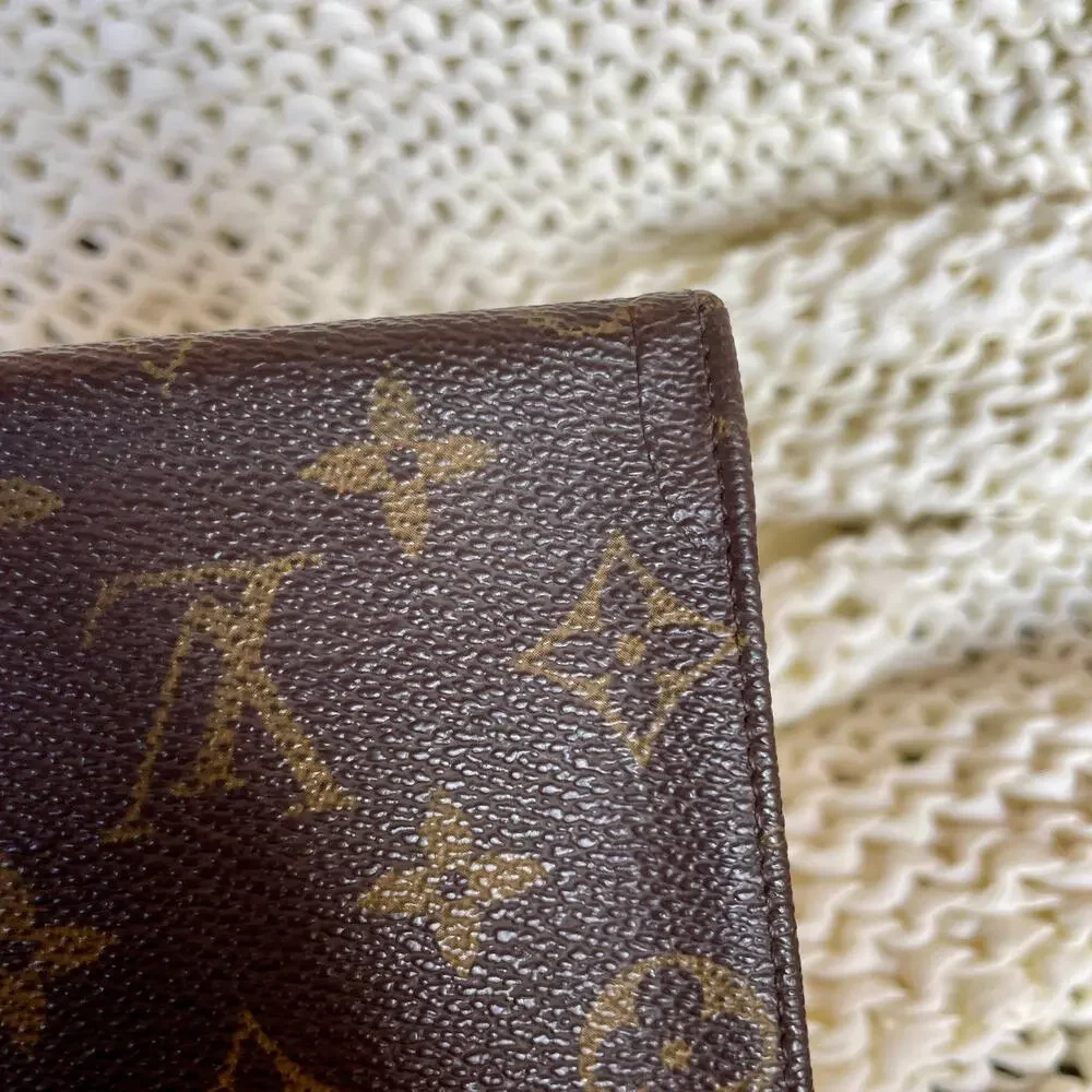 Louis Vuitton Monogram Long Wallet Clutch Small Bag Bifold Brown Coated Canvas